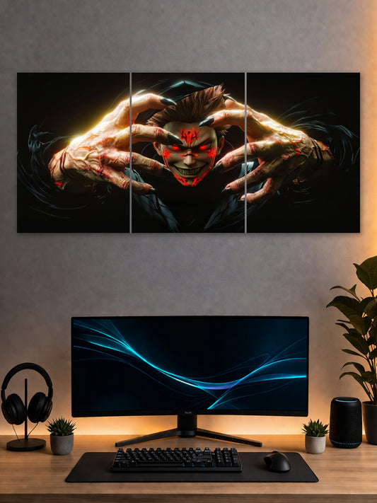 SHDW.STICK Red Energy Anime Split Poster – Dark Anime Wall Art
