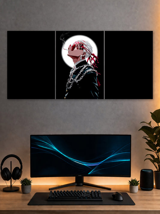 SHDW.STICK Tengen Uzui Anime Split Poster – Black & Red Anime Wall Art