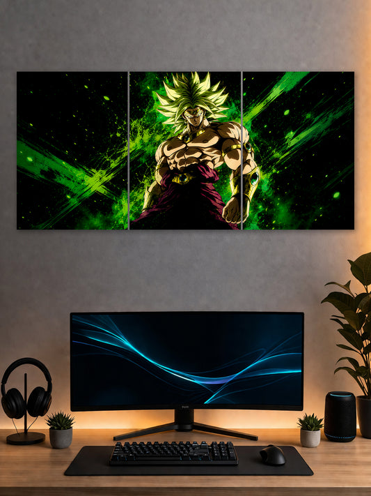 SHDW.STICK Broly Anime Split Poster – Dragon Ball Z Green Energy Wall Art
