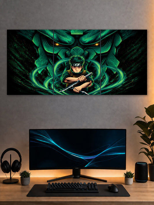 SHDW.STICK Shisui Uchiha Anime Split Poster – Naruto Green Energy Wall Art