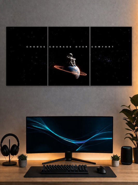SHDW.STICK Choose Courage Over Comfort Split Poster – Astronaut Space Wall Art